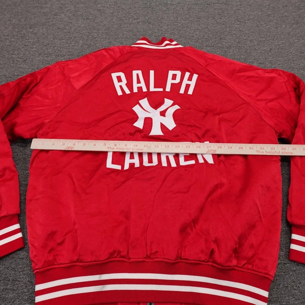 New York Yankees Jacket Mens XL Red MLB Baseball Polo Ralph Lauren Varsity